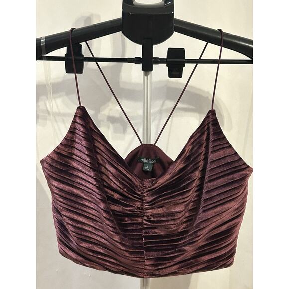 NWT Wild Fable Burgundy Satin Crop Top Women's size L - Picture 1 of 5